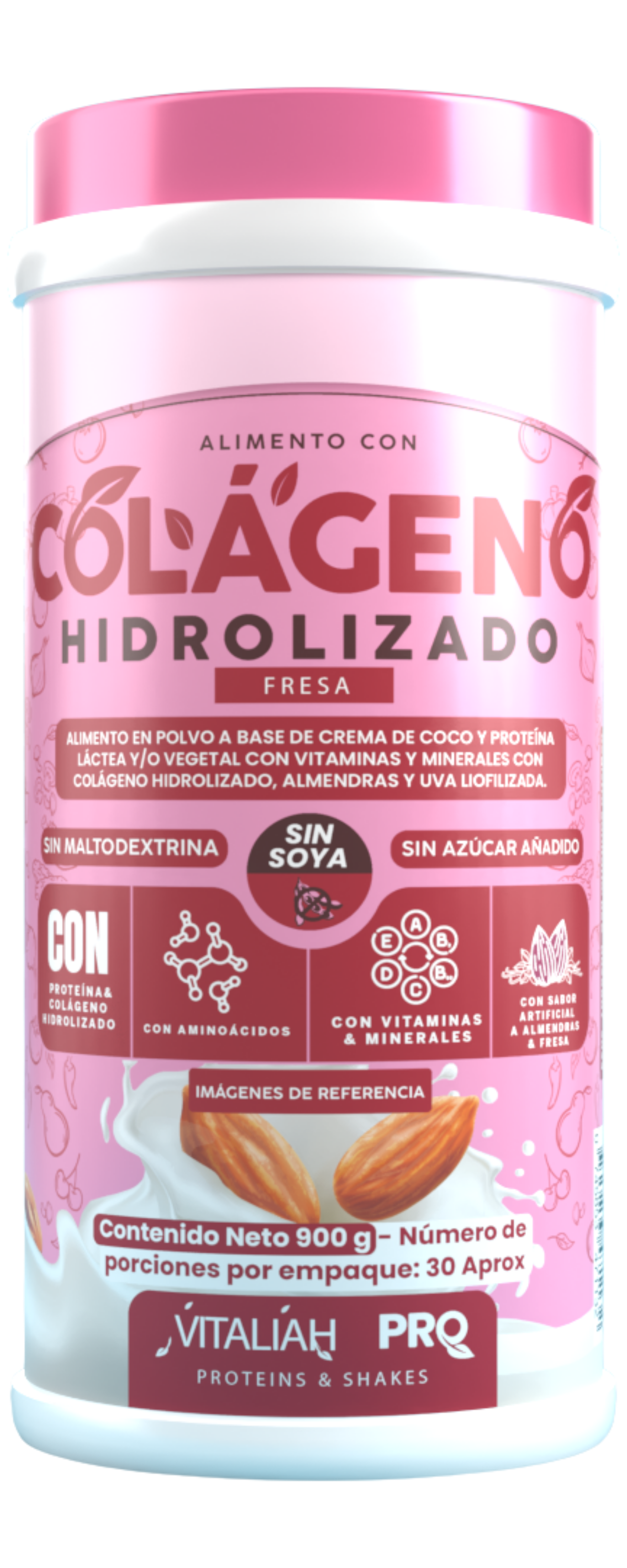 Malteada colágeno con uva liofilizada antioxidante para el cuidado de la piel