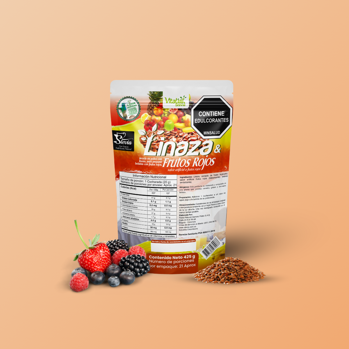 Fibra Linaza + Frutos Rojos Doypack 425 g