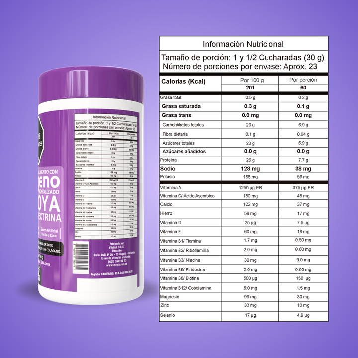 Batido Colágeno Vainilla 700 g x 3 uds. + Mentas Stevia Mints Hierbabuena 15 g - Vitaliah Stevia -Alimentos saludables