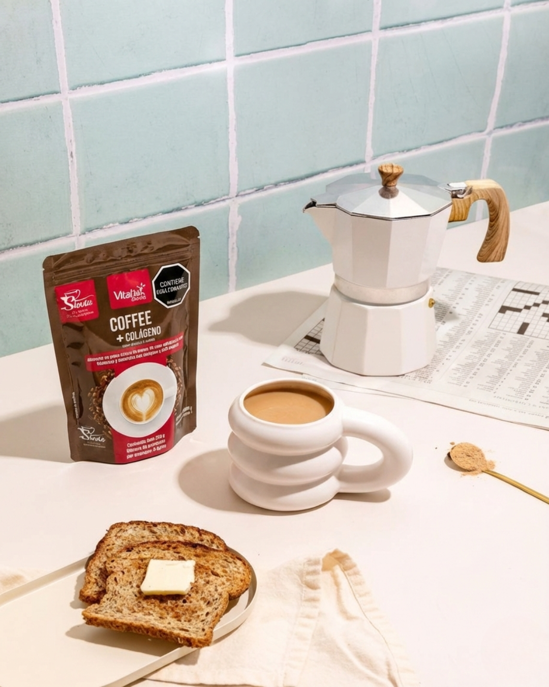 Preparación de colágeno hidrolizado sabor café para el desayuno