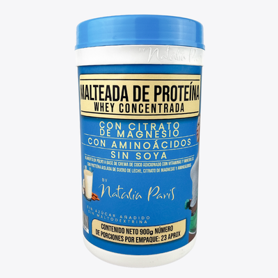 Batido Malteada de proteína whey concentrada x 900 g - By Natalia Paris - Vitaliah Stevia -Alimentos saludables