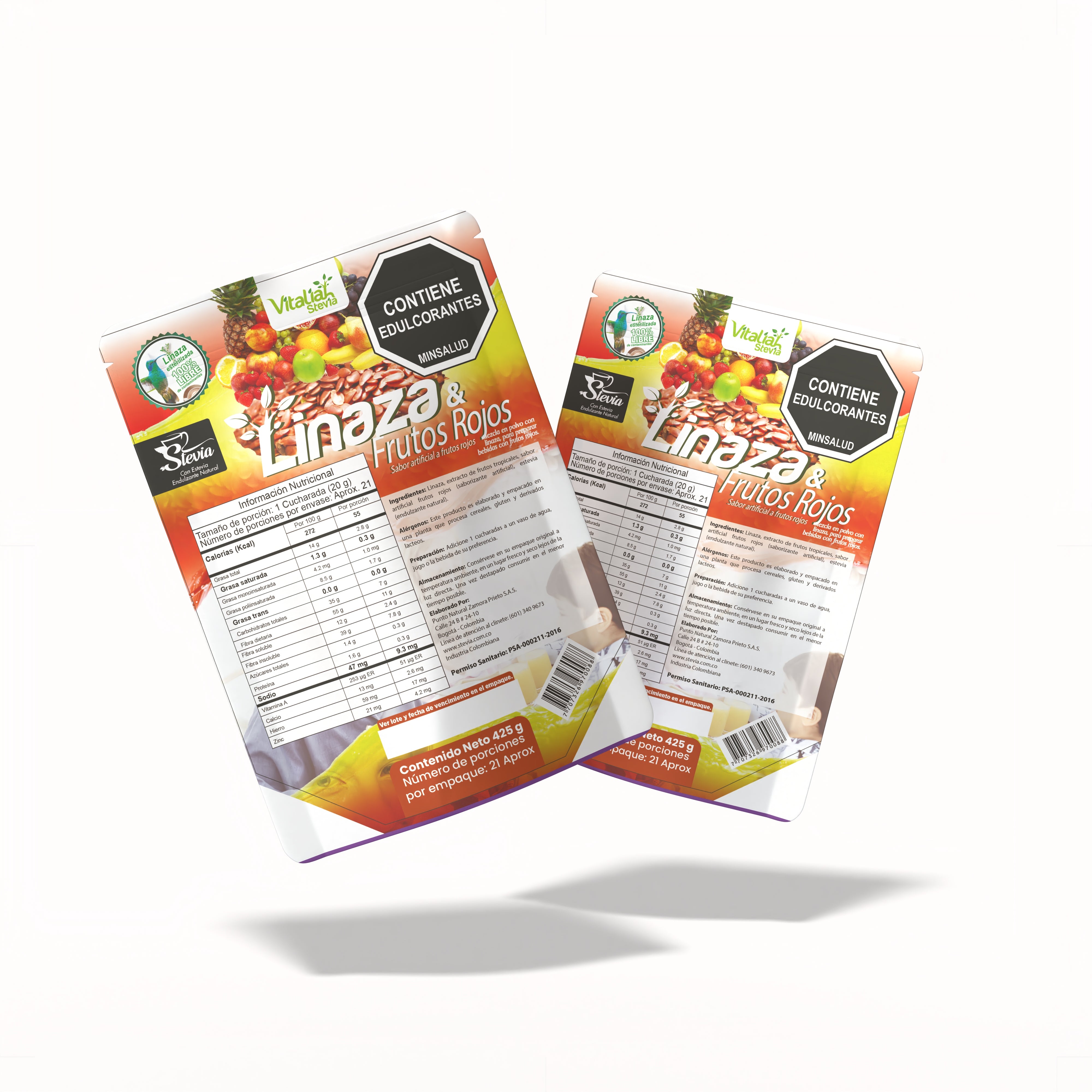 Combo Batido Fibra Vitaliah x 700 g + 2 linaza frutos tropicales - Vitaliah Stevia -Alimentos saludables