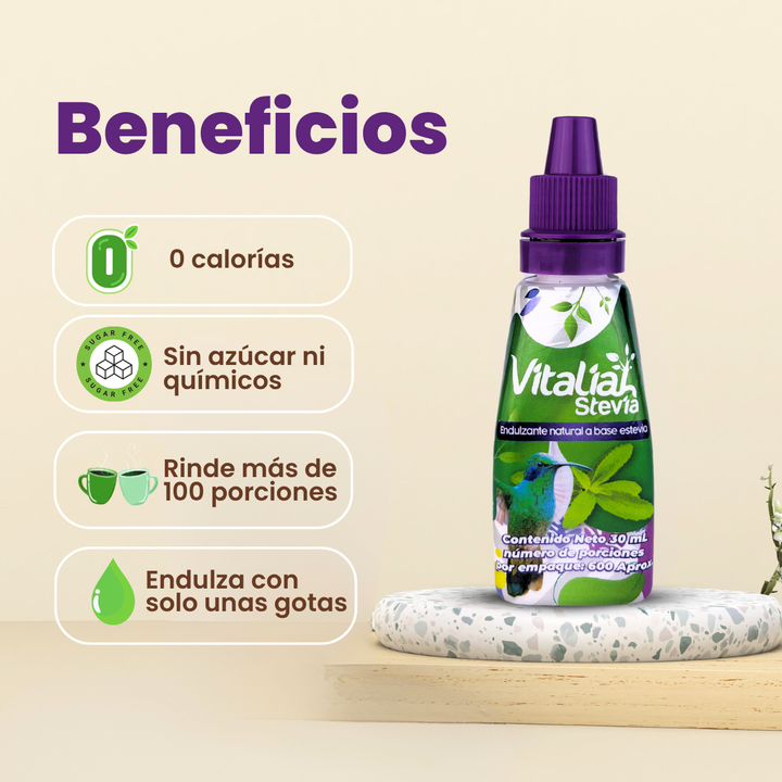 Stevia Liquida Vitaliah Gotero x 30 ml + 10 ml - Vitaliah Stevia -Alimentos saludables