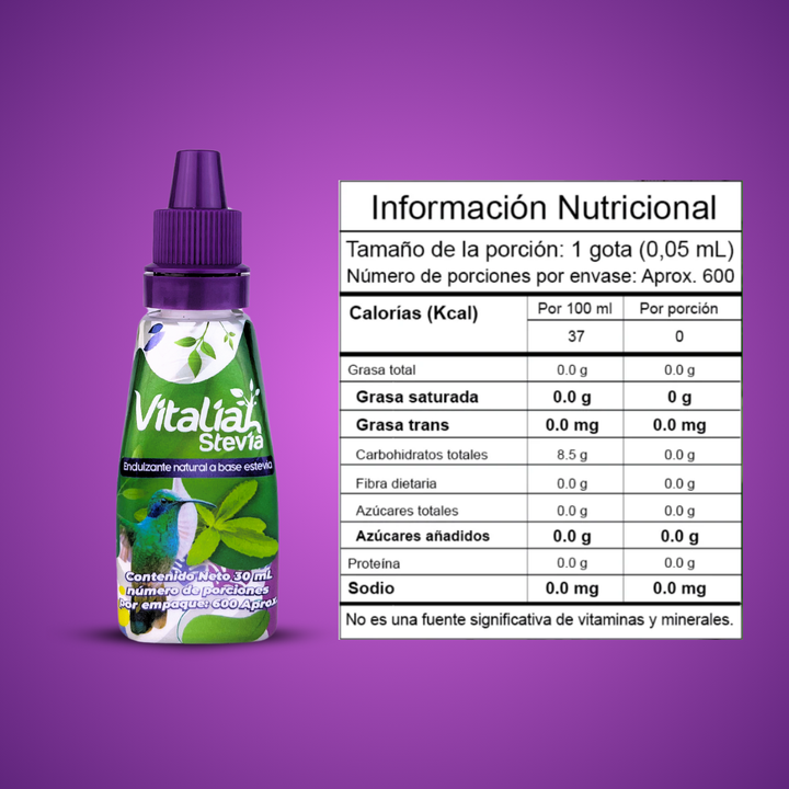Stevia Liquida Vitaliah Gotero x 30 ml + 10 ml - Vitaliah Stevia -Alimentos saludables