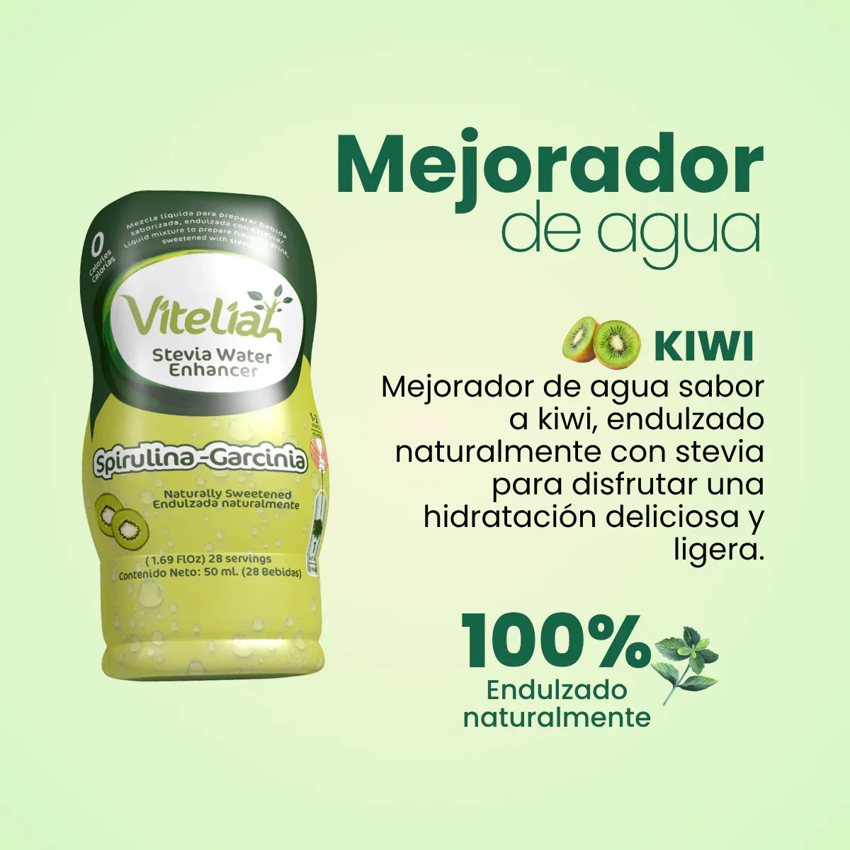 Kit QB Vitaliah 2.0 (2 Fibras Linaza Chía & Limón + Watervía Kiwi + IceTevia + Mentas Stevia Mints HB) + Gotero Stevia 10 mL