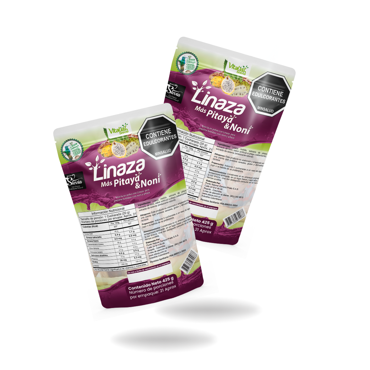 Fibra Linaza Pitaya + Noni Doypack 425 g