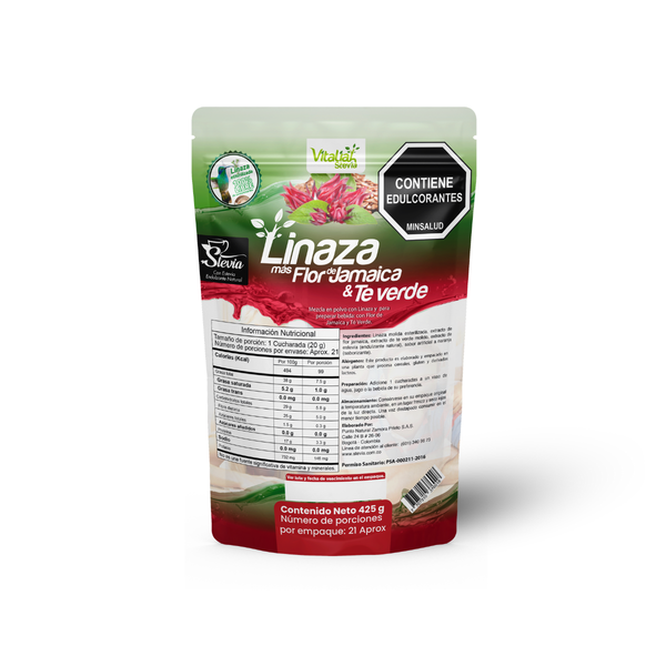 Fibra Linaza Flor Jamaica + Té Verde Doypack 425 g