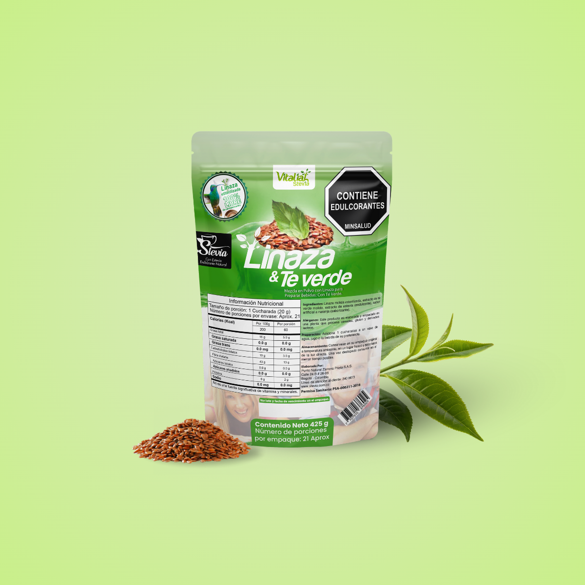Fibra Linaza + Té Verde Doypack 425 g