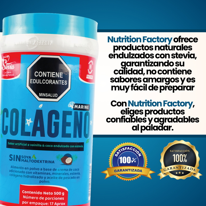 COLÁGENO MARINO - 500g - NUTRITION FACTORY - Vitaliah Stevia -Alimentos saludables