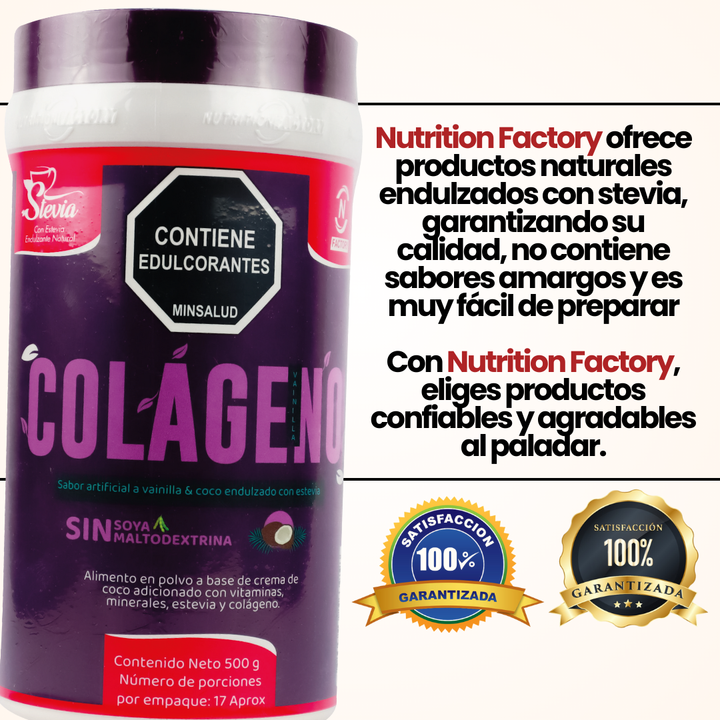 COLÁGENO VAINILLA - 500g - NUTRITION FACTORY - Vitaliah Stevia -Alimentos saludables