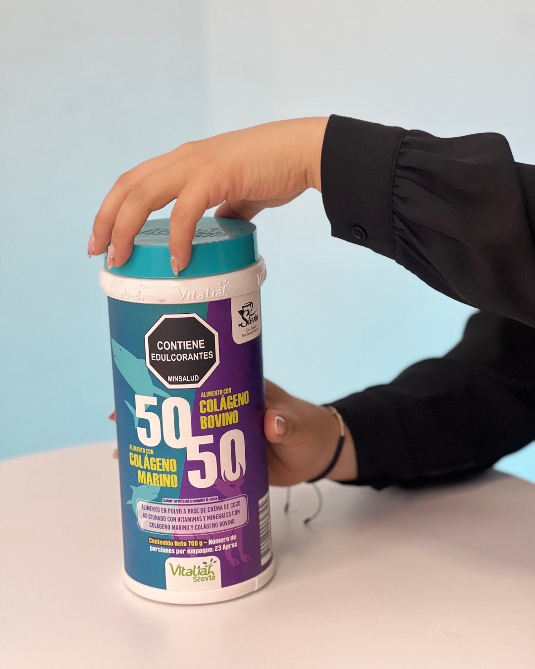 Preparación de colágeno hidrolizado marino y bovino para el desayuno