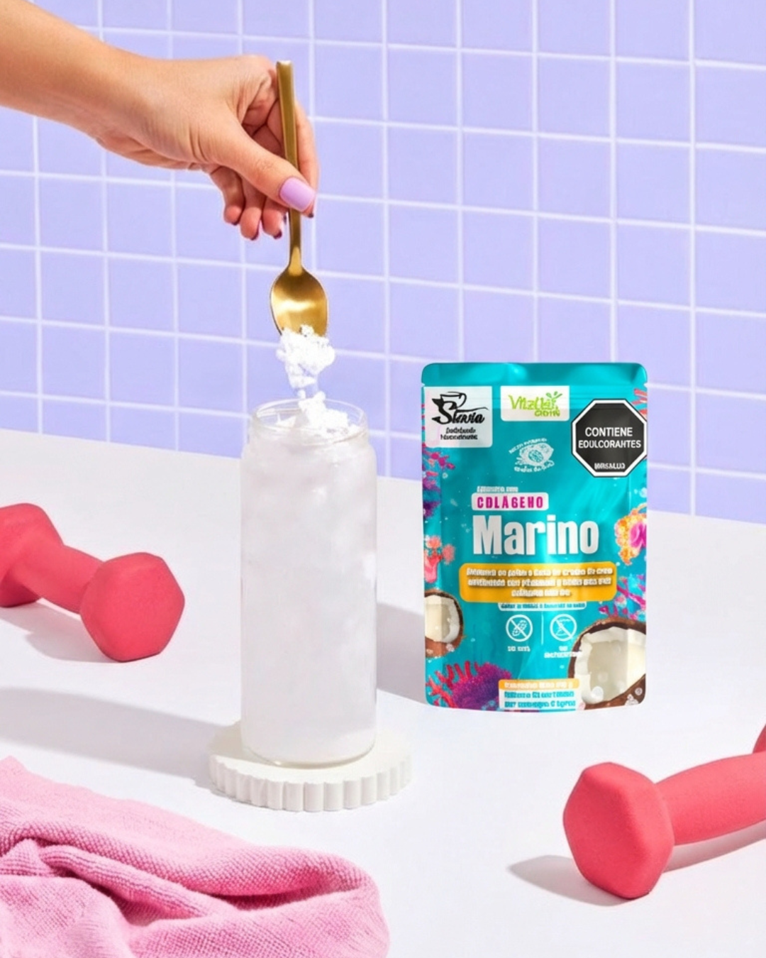 Colágeno de vainilla endulzado con stevia