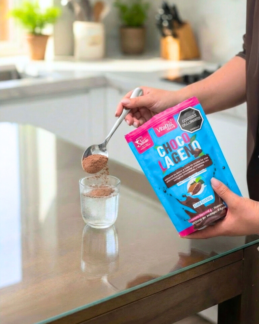 Preparación de colágeno hidrolizado sabor chocolate para el desayuno