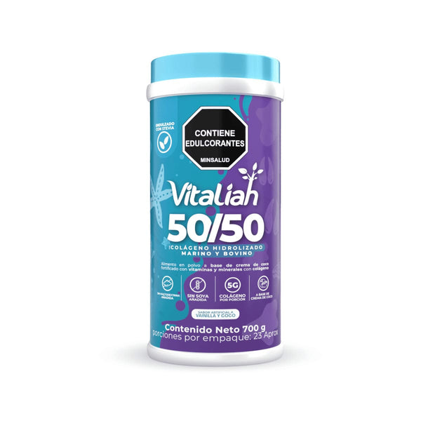 Batido Colágeno 50/50 Origen Marino y Bovino - 700 g - Vitaliah Stevia -Alimentos saludables