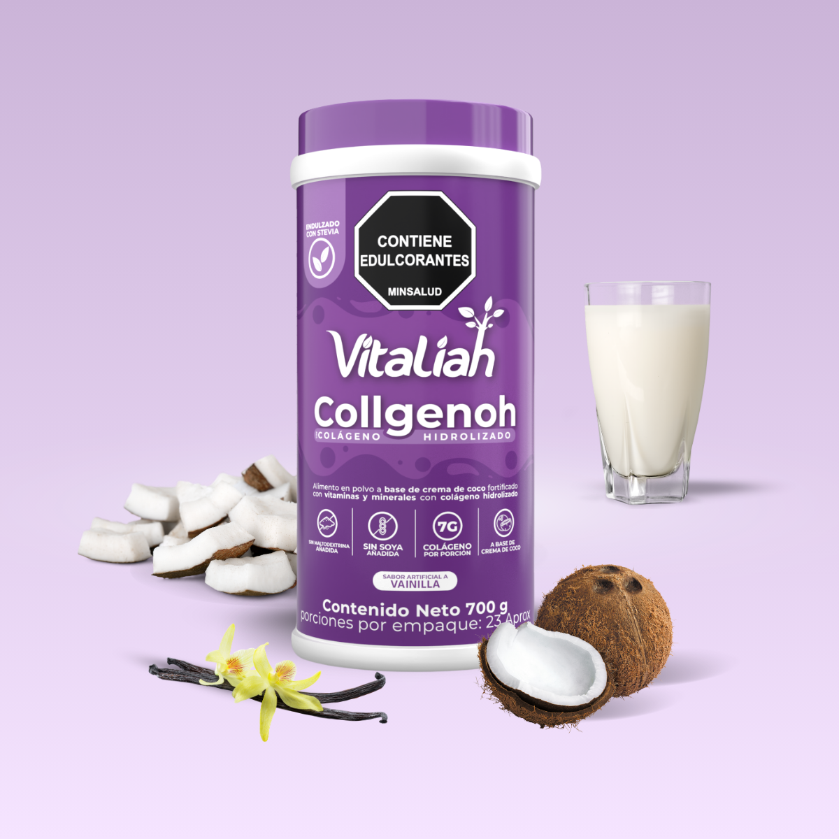 Batido con Colágeno Hidrolizado sabor Vainilla y Coco - 700g