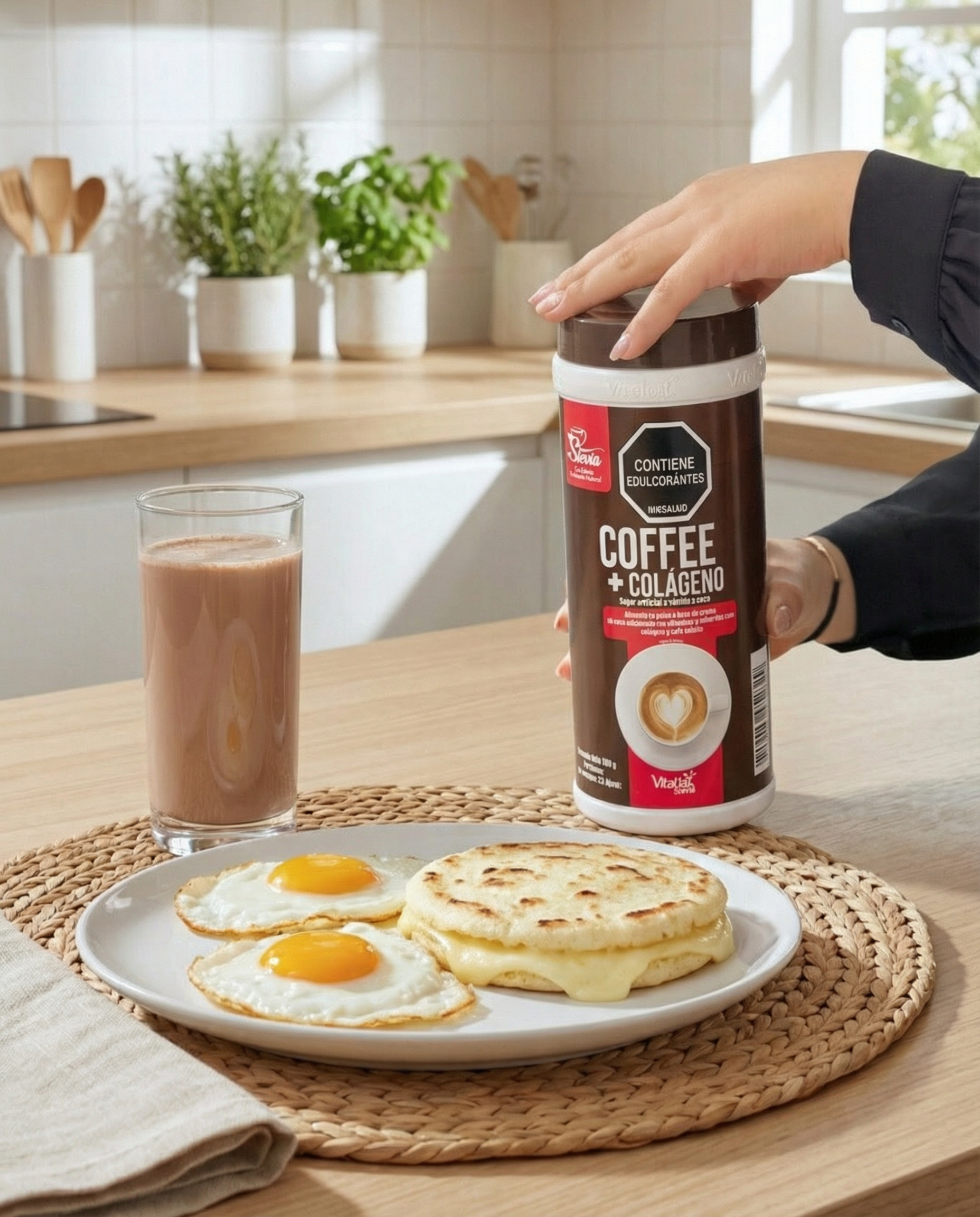Preparación de colágeno hidrolizado sabor café para el desayuno