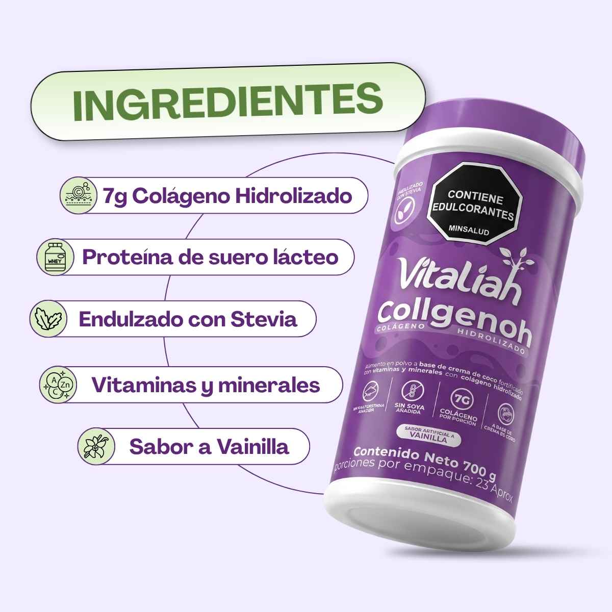 Batido con Colágeno Hidrolizado sabor Vainilla y Coco - 700g