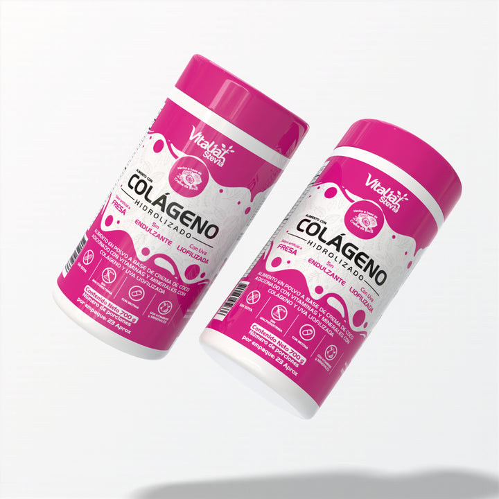 Batido Colágeno Fresa con Uva Liofilizada 700 g - Vitaliah Stevia -Alimentos saludables
