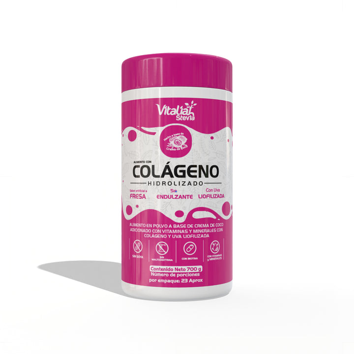 Promoción Batidos Colágenos X3 - Colágeno Marino, Vainilla, Fresa - 700 g - Vitaliah Stevia -Alimentos saludables