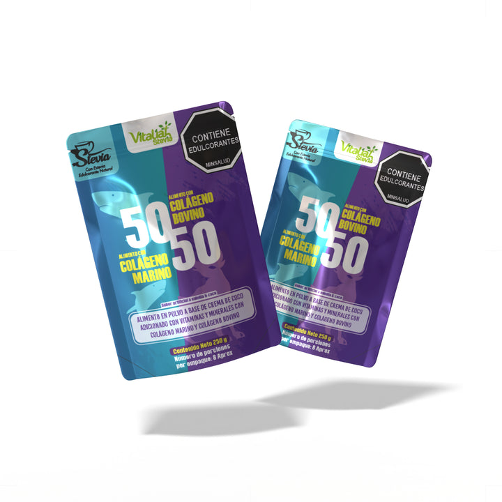 Batido Colageno bovino con marino 50/50 Doypack - 250 g - Vitaliah Stevia -Alimentos saludables