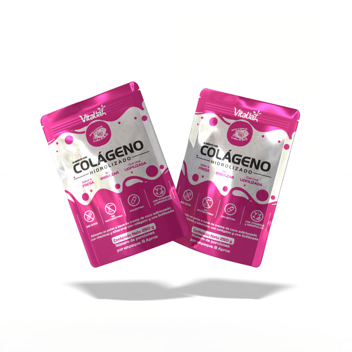 Batido Colágeno Fresa Doypack - 250g - Vitaliah Stevia -Alimentos saludables