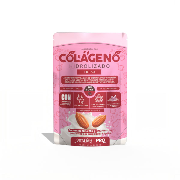 Vitaliah Pro Batido - Colágeno de fresa Doypack  - 250 g - Vitaliah Stevia -Alimentos saludables