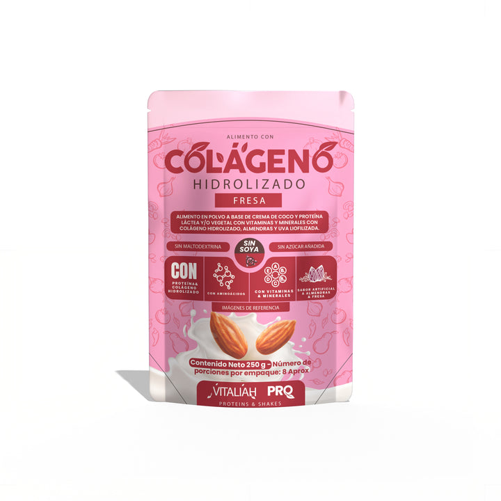 Vitaliah Pro Batido - Colágeno de fresa Doypack  - 250 g - Vitaliah Stevia -Alimentos saludables