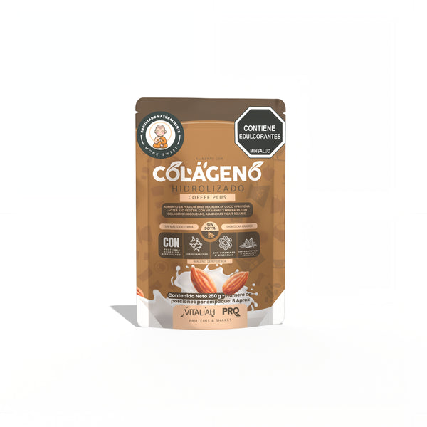 Vitaliah Pro Batido - Colágeno Hidrolizado Coffe plus Doypack  -250 g - Vitaliah Stevia -Alimentos saludables