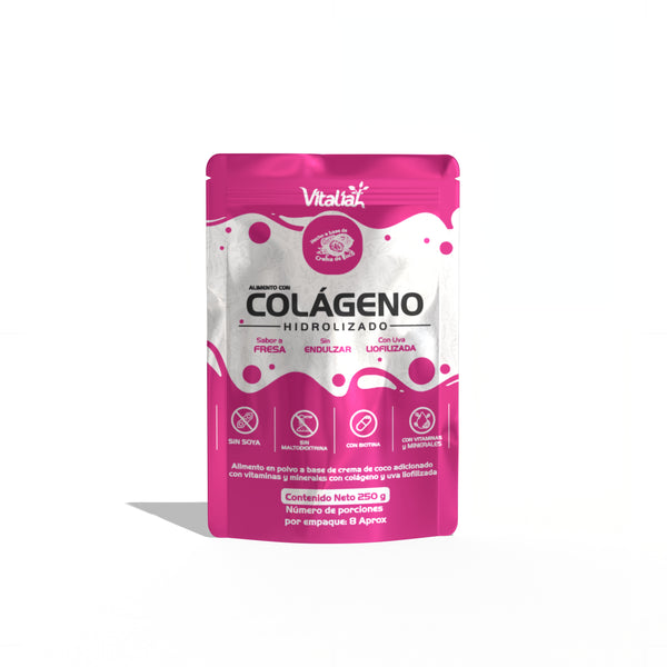 Batido Colágeno Fresa Doypack - 250g - Vitaliah Stevia -Alimentos saludables