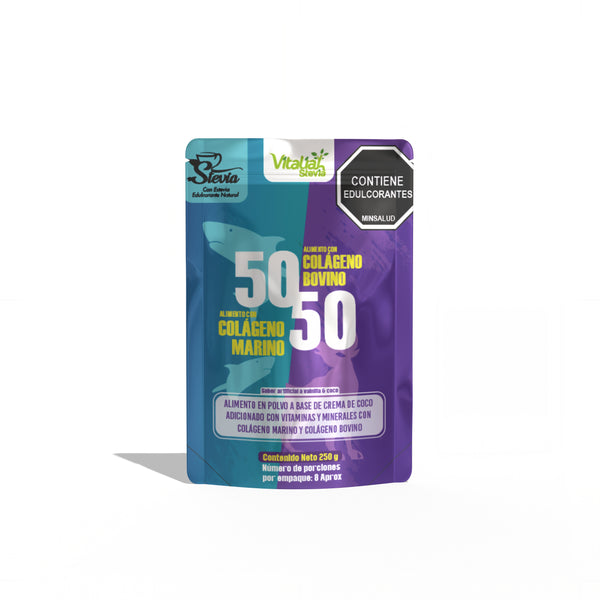 Batido Colageno bovino con marino 50/50 Doypack - 250 g - Vitaliah Stevia -Alimentos saludables