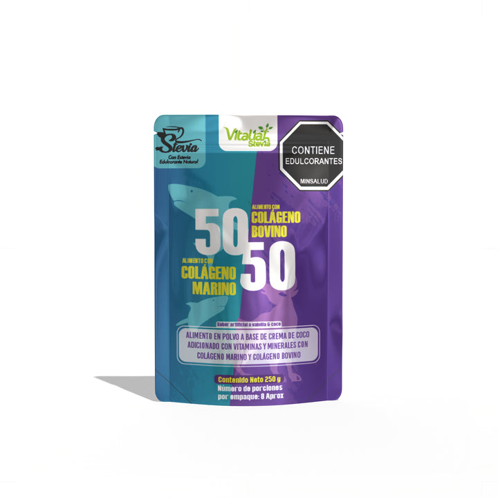 Batido Colageno bovino con marino 50/50 Doypack - 250 g - Vitaliah Stevia -Alimentos saludables