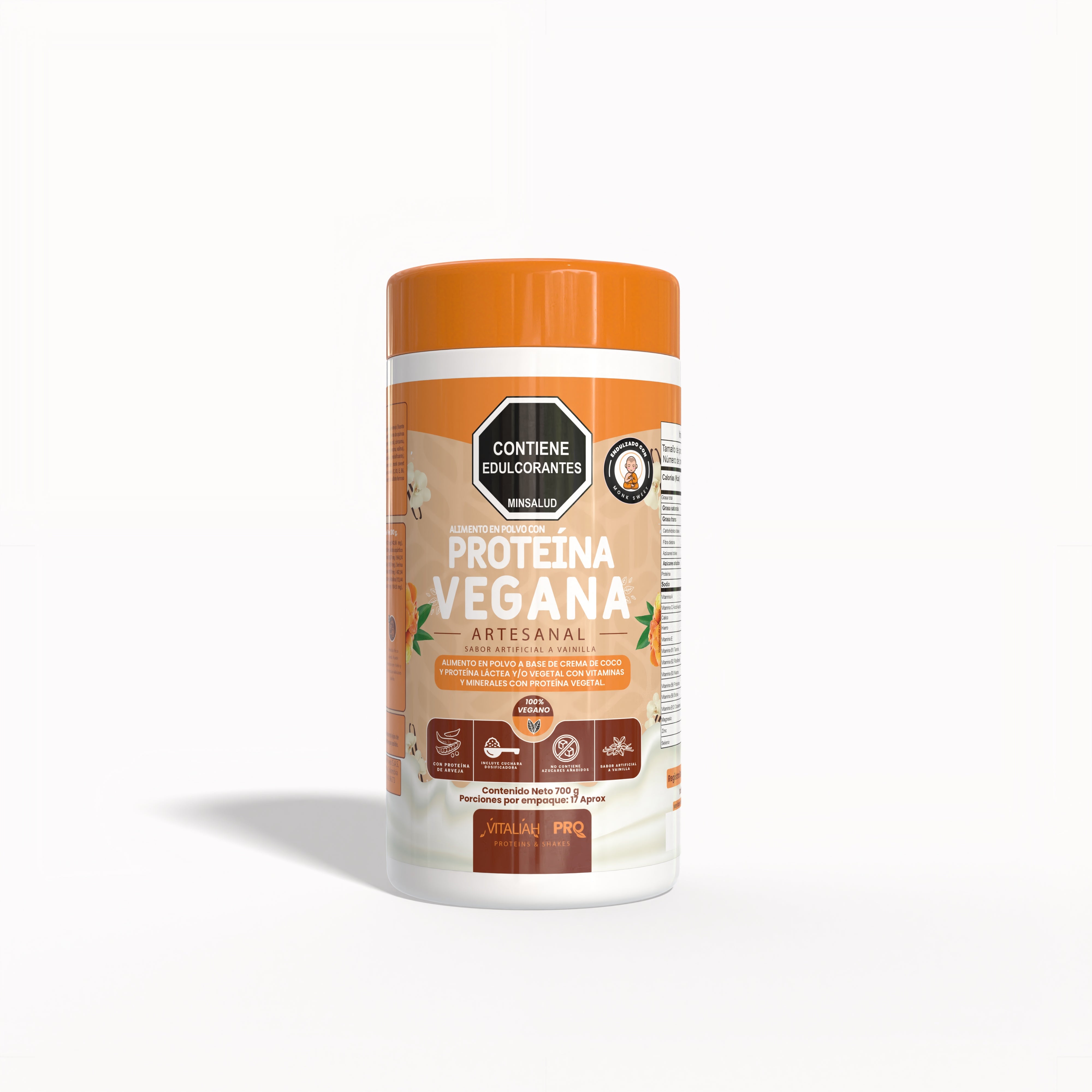 Vitaliah Pro - Batido Proteína Vegana Artesanal - 700 g - Vitaliah Stevia -Alimentos saludables