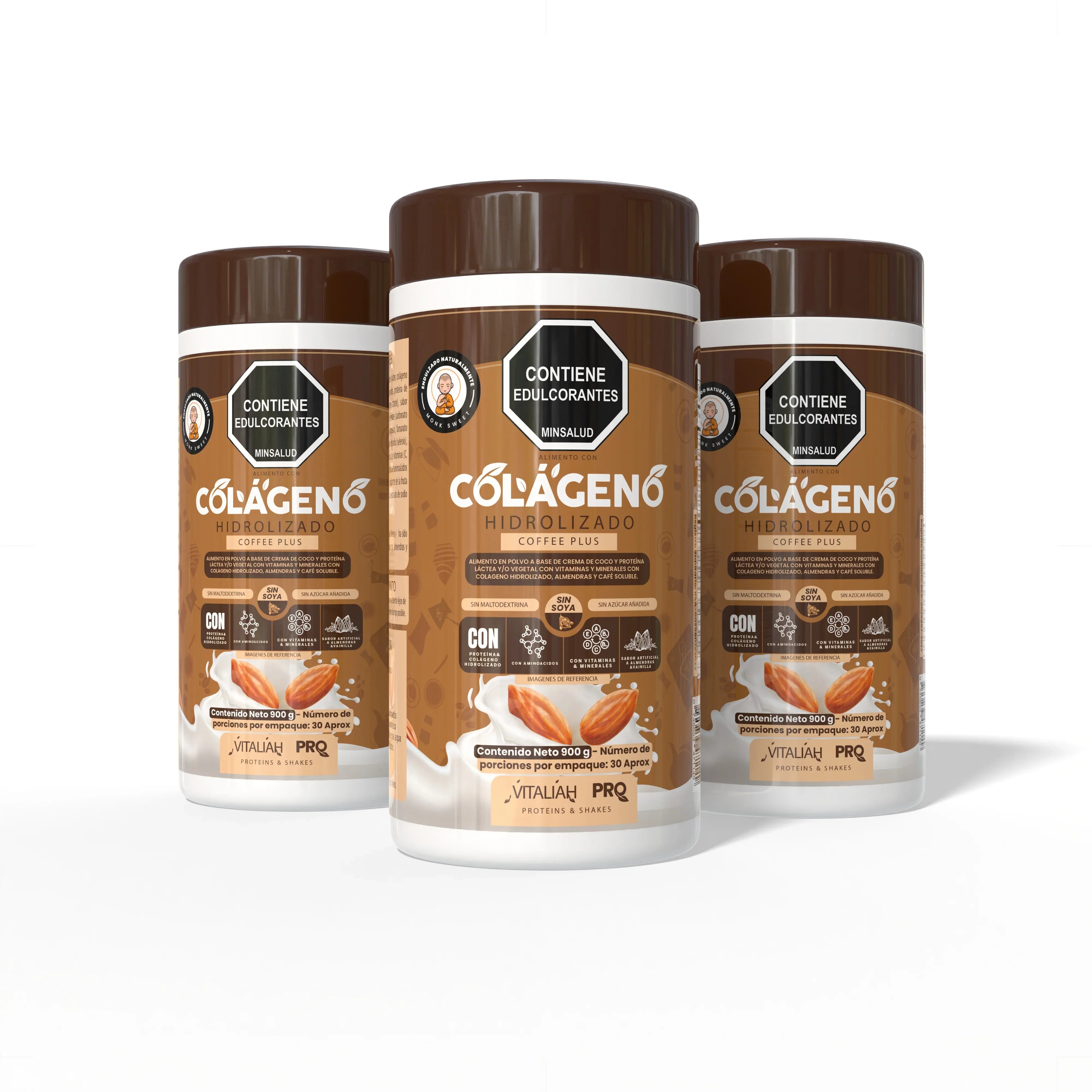 Vitaliah Pro - Colágeno de Café con leche de Almendras - 900g - Vitaliah Stevia -Alimentos saludables