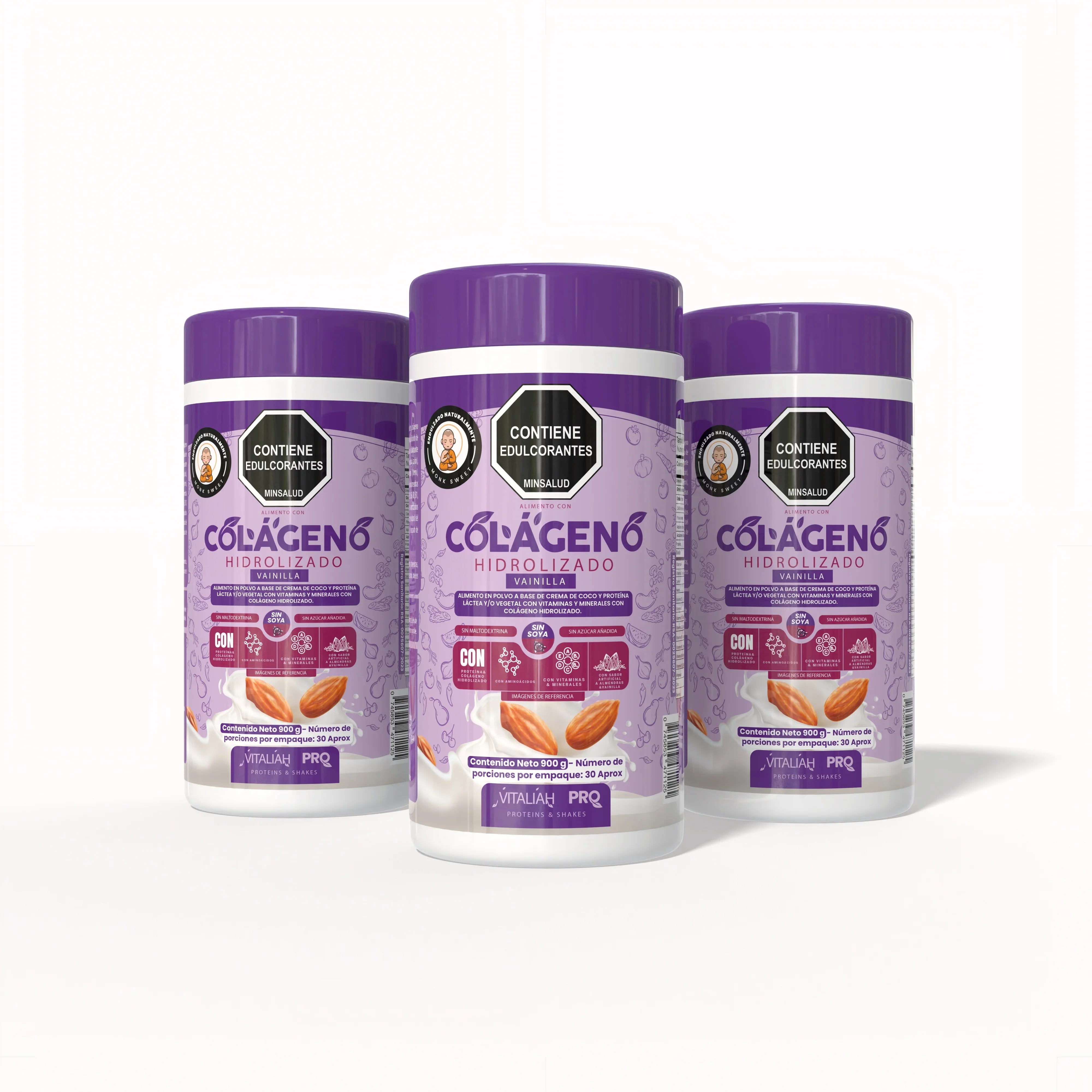 Vitaliah Pro - Colágeno Hidrolizado Vainilla con leche de Almendras - 900G - Vitaliah Stevia -Alimentos saludables
