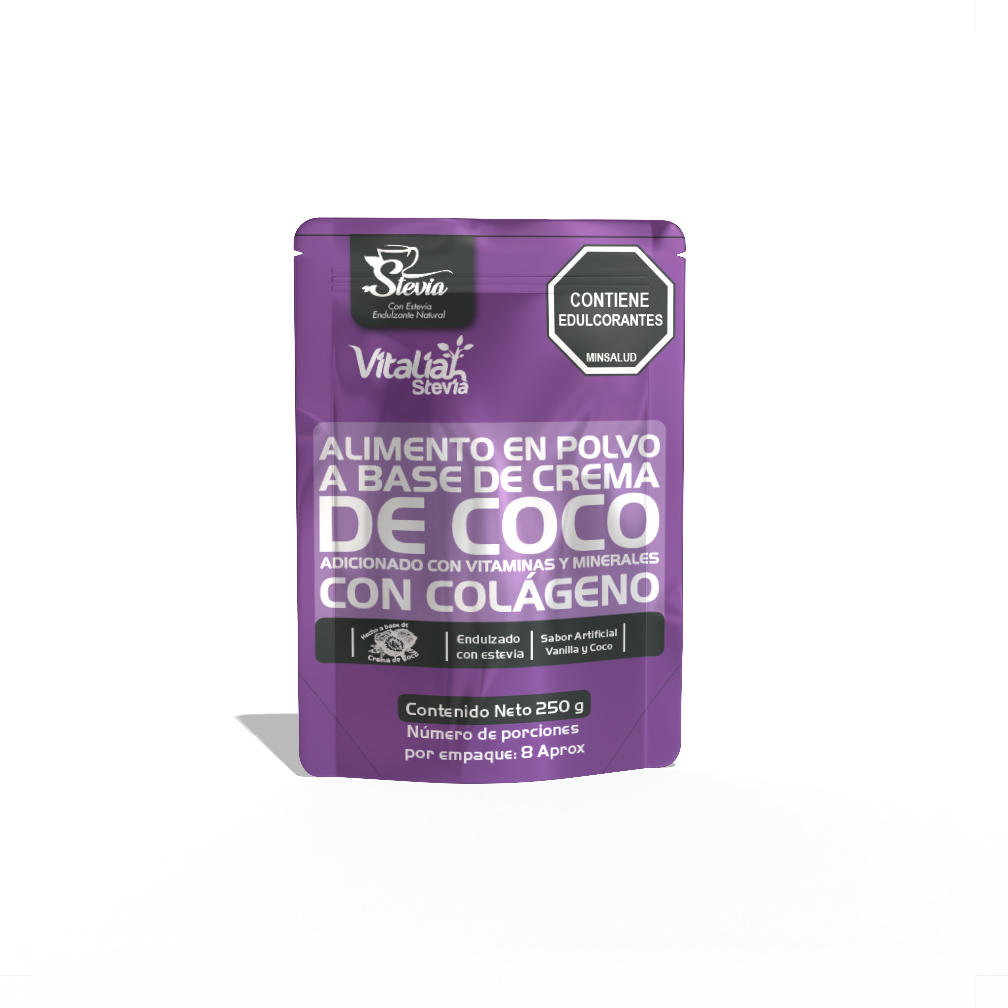 Batido Colágeno Vainilla Doypack 250 g - Vitaliah Stevia -Alimentos saludables