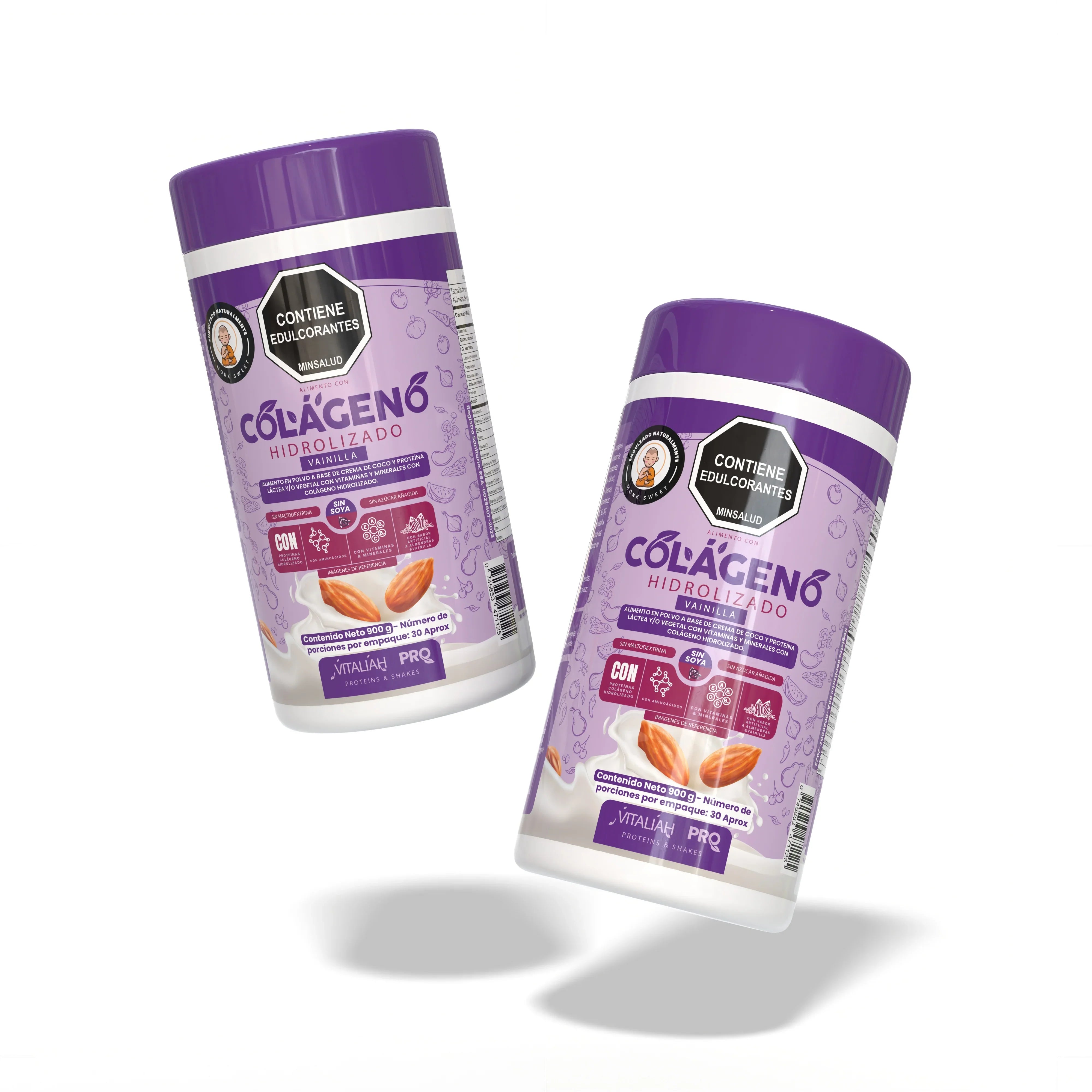 Vitaliah Pro - Colágeno Hidrolizado Vainilla con leche de Almendras - 900G - Vitaliah Stevia -Alimentos saludables