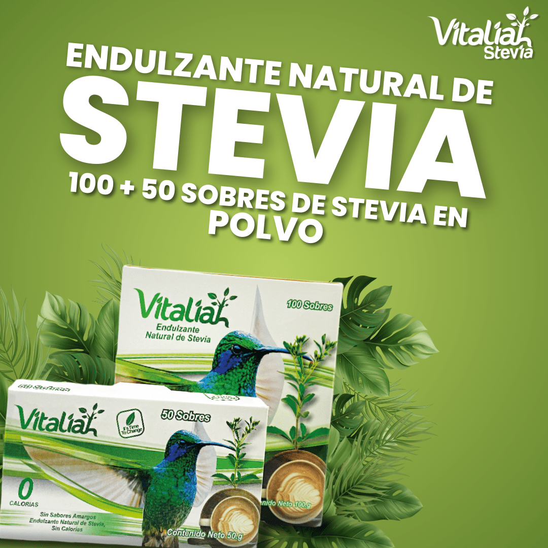 Caja de 100 sobres + caja de 50 Sobres Stevia vitaliah colombia