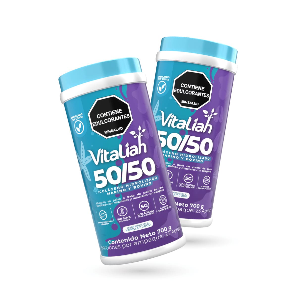 Batido Colágeno 50/50 Origen Marino y Bovino - 700 g - Vitaliah Stevia -Alimentos saludables
