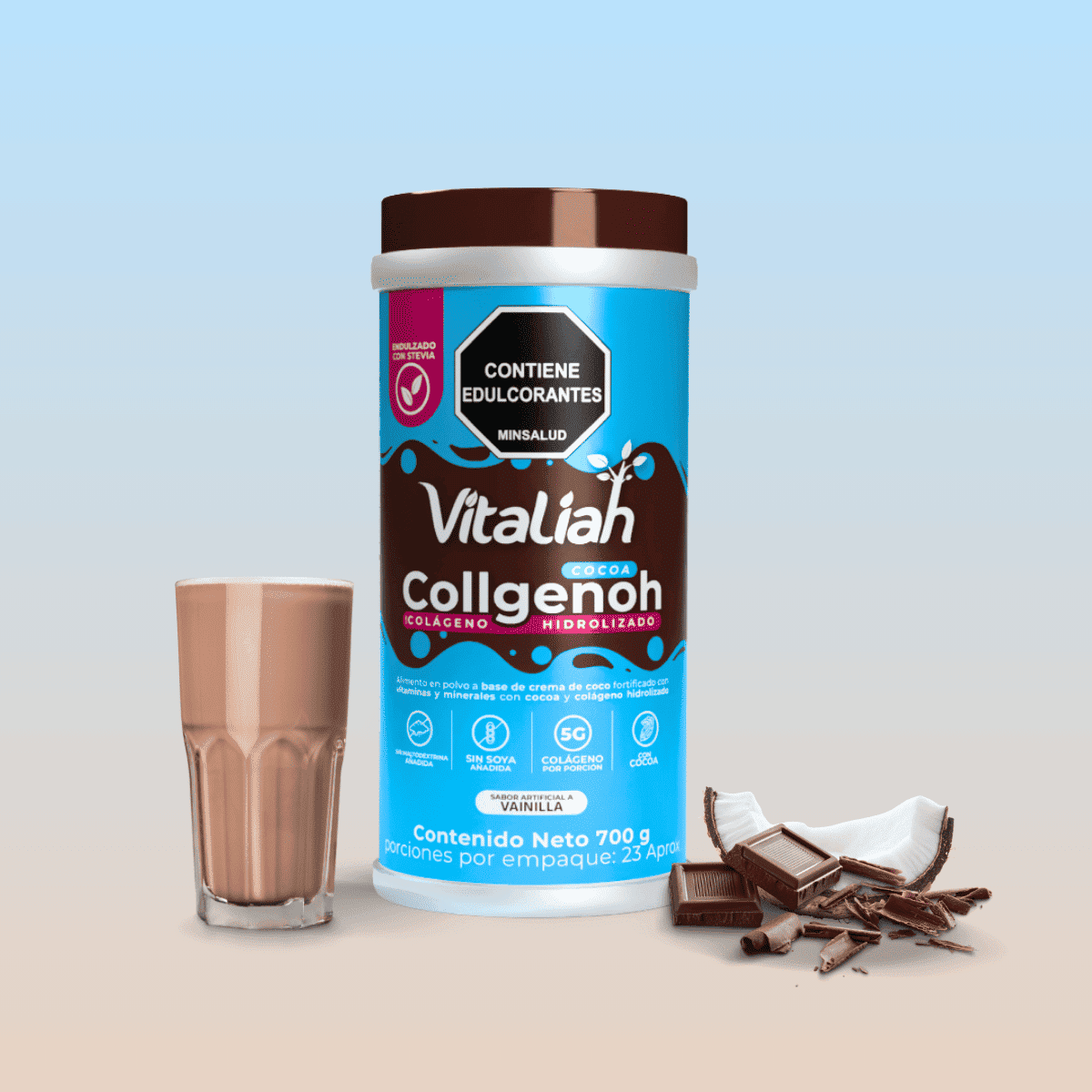 Batido Chocolageno Vitaliah - X700 g - Vitaliah Stevia -Alimentos saludables