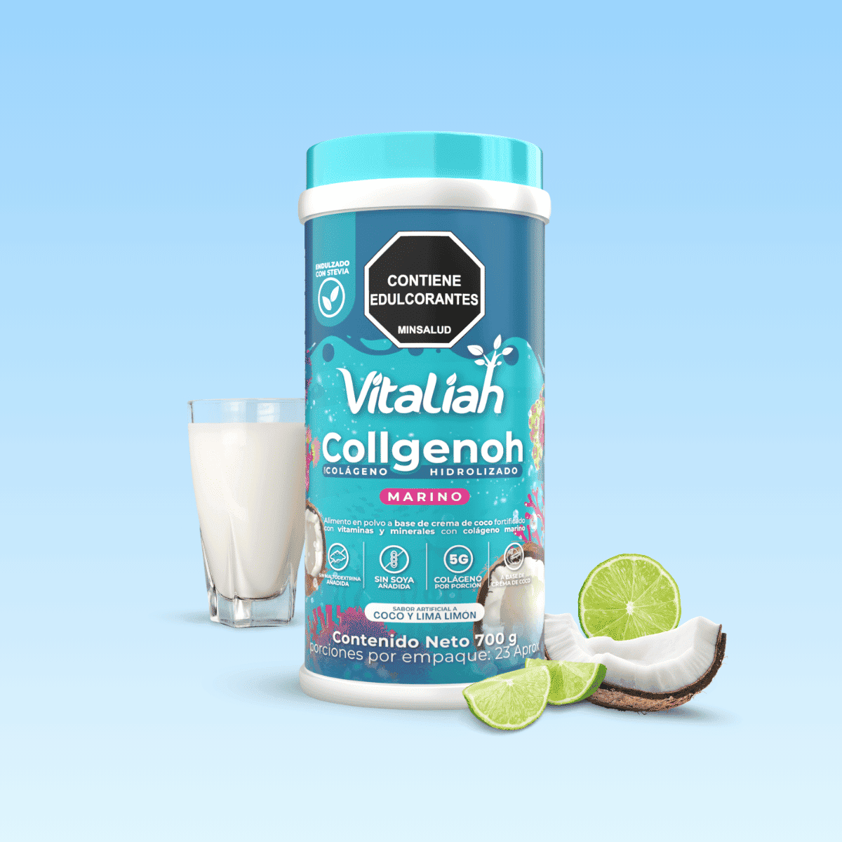 Batido Colágeno Hidrolizado Origen Marino - 700 g - Vitaliah Stevia -Alimentos saludables