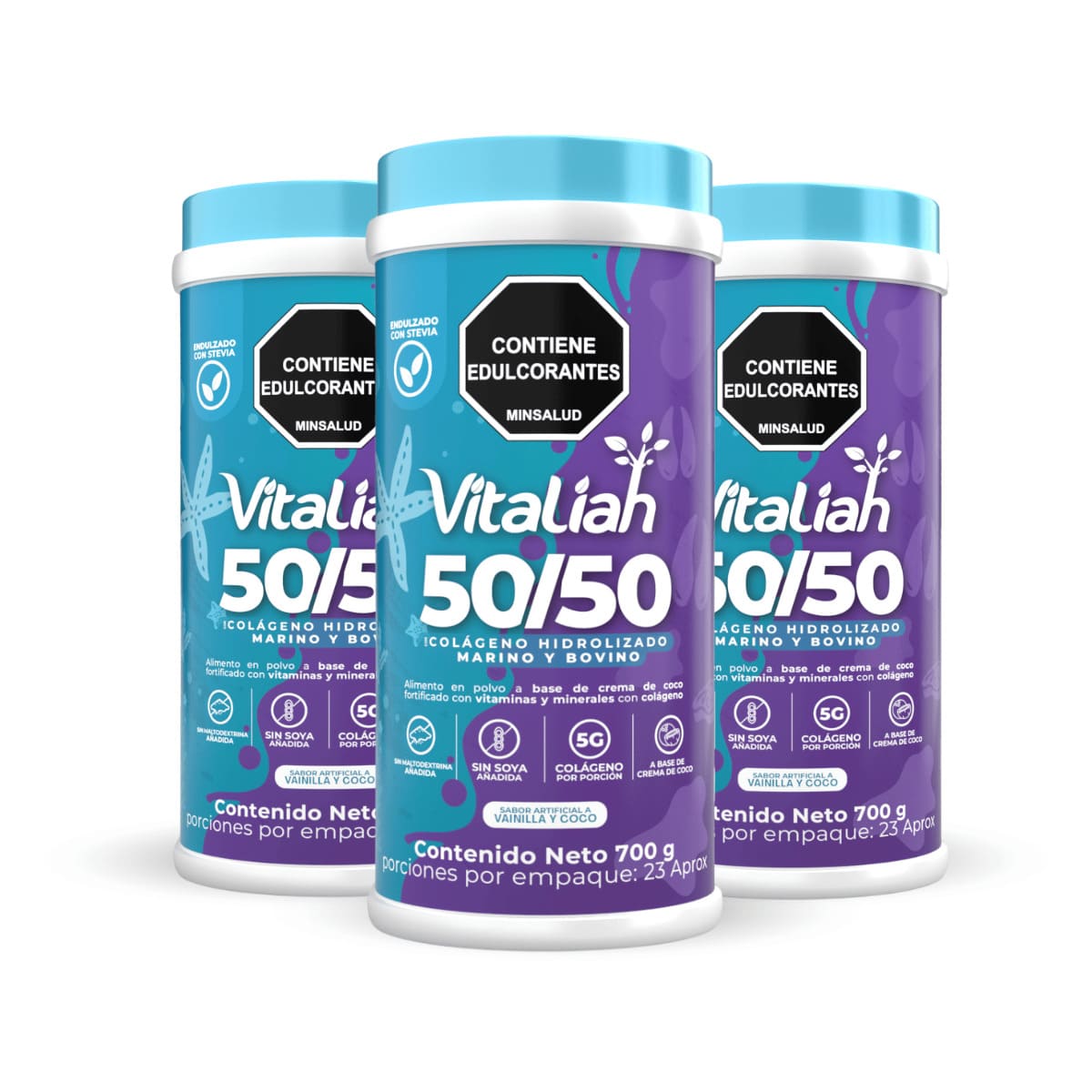 Batido Colágeno 50/50 Origen Marino y Bovino - 700 g - Vitaliah Stevia -Alimentos saludables