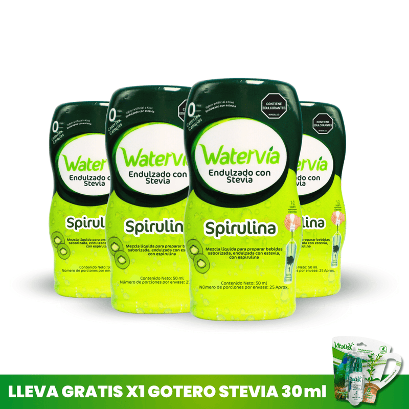 SALUD Y DEPORTES X4 Gotas para el agua- sabor kiwi+Spirulina   +  GOTERO STEVIA 30 ML GRATIS vitaliah colombia