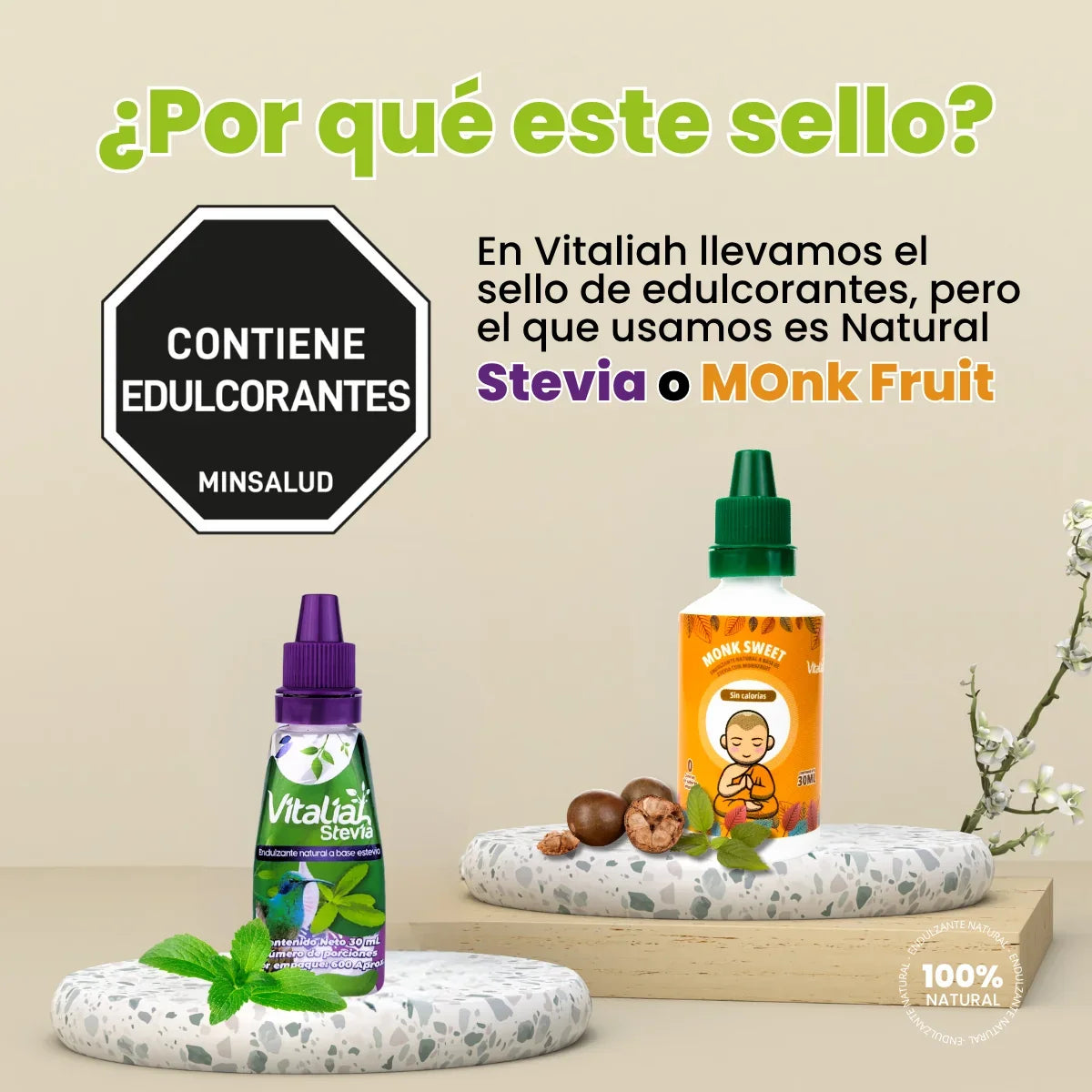 Endulzantes de stevia y monk en batidos de colágeno