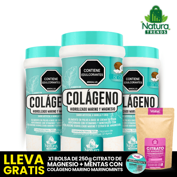 X3 Natura trends - Colágeno Hidrolizado marino con Magnesio - 500 g vitaliah colombia