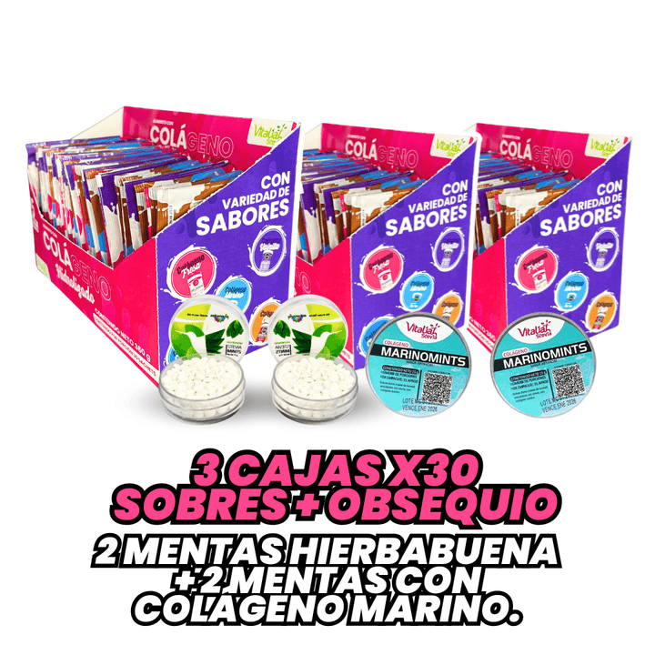 COMBO X3 Caja de sachets x 30 colágenos surtidos vitaliah colombia