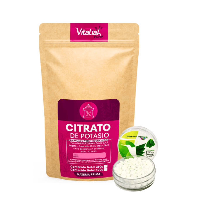 BOLSA DE 250 g DE CITRATO DE POTASIO PURO + OBSEQUIO MENTAS 15 g vitaliah colombia