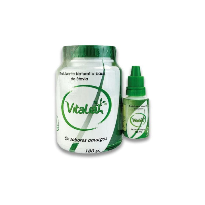 Endulzante natural Stevia en 180g polvo + 10mL gotero vitaliah colombia